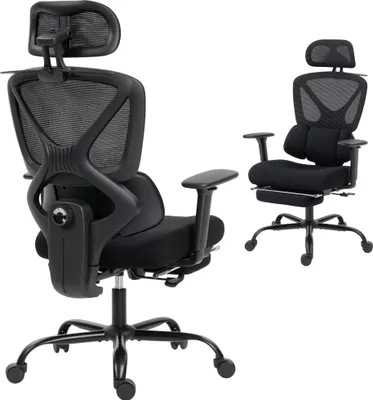 Produktbild von HOMCOM Ergonomischer Bürostuhl mit Lendenstütze, verstellbare Kopfstütz