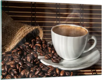 Produktbild von Bilder auf glas - Aroma Kaffee Getreide - 120x80cm - Glasbilder - Wandbilder - Kunstdruck - zum Aufhängen bereit - Wanddekoration aus Glas - Glas Bilder - Wandbild auf Glas - GAA120x80-2382