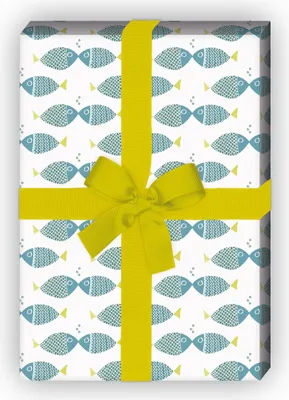 Produktbild von Liebes Geschenkpapier mit küssenden Fischen (32 x 48cm) auf weiß - G7544, 32 x 48cm