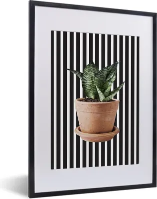 Produktbild von MuchoWow® MuchoWow® Gerahmtes Poster Pflanze - Blumentopf - Weiß - Schwarz 30x40 cm - Poster mit zchwarzem Bilderrahmen - Wandposter Schlafzimmer