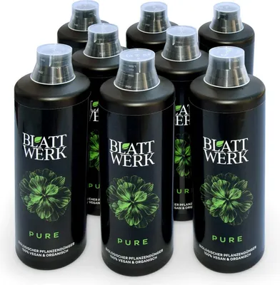 Produktbild von 8x 1L BLATTWERK Pure  Universaldünger, veganer organischer NPK Flüssig-Dünger