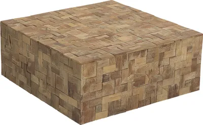 Produktbild von BELIANI Couchtisch Hellbraun Teakholz quadratisch 80x80 cm handgefertigt Modern Rustikaler Stil Sofatisch Wohnzimmer Salon Möbel