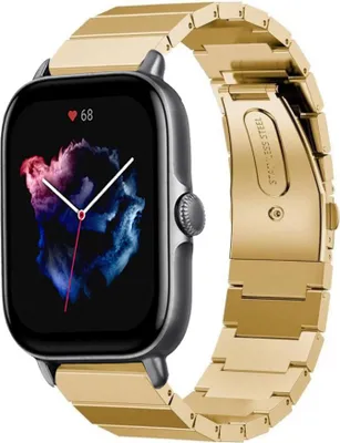 Produktbild von Strap-it Metallarmband - Kompatibel mit Amazfit GTS 3 Armband Ersatzarmband Edelstahl - Faltschließe - Hochwertiges Material - für Smartwatch 20mm Armband Gold
