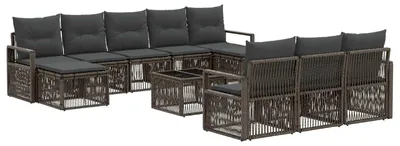 Image de Ensemble de canapés de jardin vidaXL, 11 pièces, gris, en polyrotin