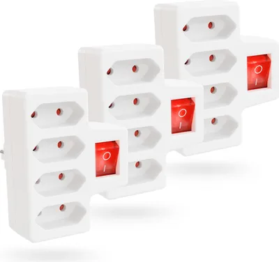 Produktbild von greate 3x 4fach Steckdose für Eurostecker mit Schalter bis zu 2300W - Steckdosenadapter ohne Kabel, Mehrfachsteckdose