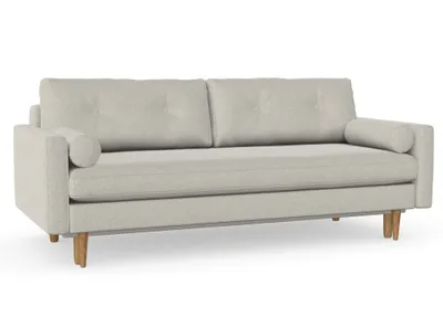 Produktbild von Esme 3-Sitzer-Sofa mit Schlaffunktion, Massivholzkonstruktion, skandinavischer Stil, Hohe Beine aus Eichenholz, gewachst, Grande 03 Beige