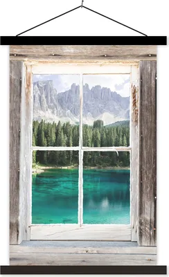 Produktbild von MuchoWow® Textilposter Aussicht - Italien - Berg 60x90 cm mit schwarzem Rahmen - Poster Wohnzimmer