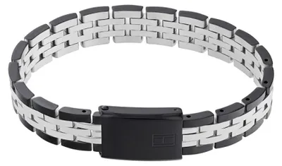 Zdjęcie produktu dla Bransoletka ze stali szlachetnej srebrno-czarna - Tommy Hilfiger Model: 2790503