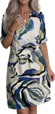 Productafbeelding van Lumoras Linnen Jurk Dames Blauw XXL