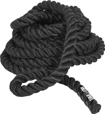 Produktbild von GORILLA SPORTS® Battle Rope - Länge 15 m, Ø 38mm, Rutschfeste Gummigriffe, Nylon, Schwarz - Trainingsseil, Sportseil, Springseil, Schwungseil, Schlachtseil, Schlagseil, Fitnessseil, Tauziehen