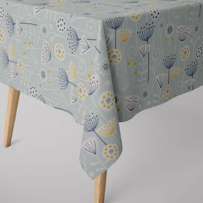 Produktbild von SCHÖNER LEBEN. Tischdecke Fryett`s Halbpanama Blumen abstrakt mint Größe 110x110cm