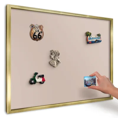Produktbild von Magnettafel 70x50 cm mit goldenem Rahmen - Magnetische Metalltafel, Magnetpinnwand zur Wandmontage für Wohnzimmer, Küche, Flur, Kinderzimmer und Büro - Beige-Rosa