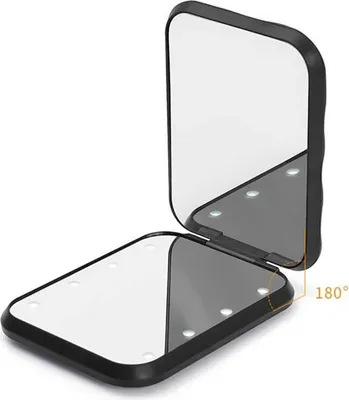Produktbild von INF Tragbarer LED Schminkspiegel mit 3x Vergrößerung und Ringlicht Schwarz