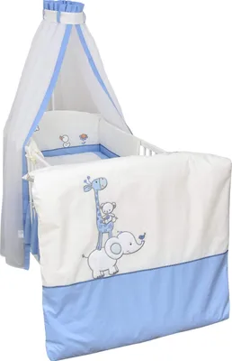 Produktbild von Baby Delux Baby Bettwäsche Bettset 4-tlg Bettausstattung Nestchen Himmel mit Stickerei Zirkus blau