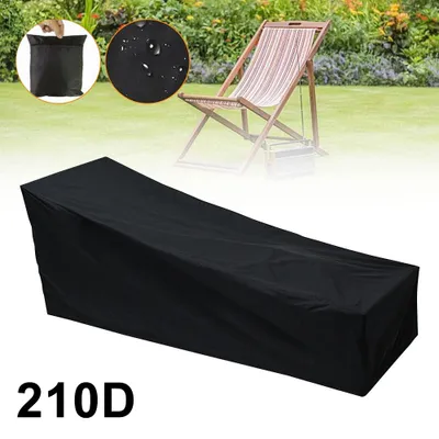 Obrázek produktu pro Sluneční lehátko, ochranný kryt 210x75x40x80 cm, voděodolná plachta Oxford pro venkovní lehátko, odolná proti UV záření, s provázkem, černá