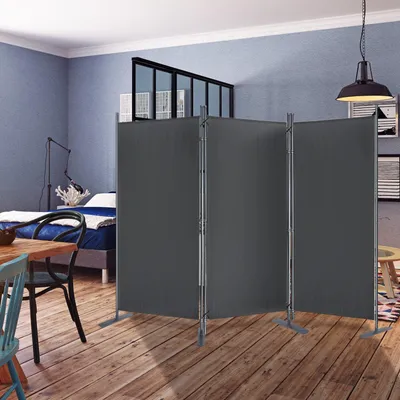 Zdjęcie produktu dla Parawan – przegroda pokojowa – 3-częściowy, kolor antracytowy – 275 x 180 cm
