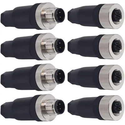 Productafbeelding van 4-Pin M12 Stekkerpaneel Connector waterdicht IP67 (8 stuks)