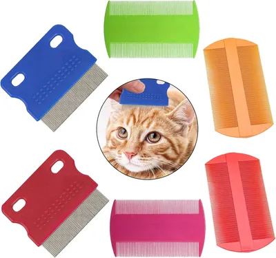 Imagen del producto de Kit de 6 peines para pulgas, de diferentes tamaños, fabricados en plástico, para perros y gatos