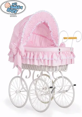 Produktbild von Stubenwagen Set mit Ausstattung Rosa für Mädchen Nostalgiestubenwagen Komplett