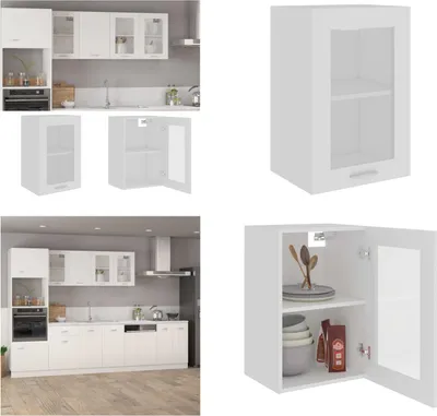 Produktbild von vidaXL Hängeglasschrank Weiß 40x31x60 cm Holzwerkstoff - Hängeglasschrank - Hängeglasschränke - Küchenschrank - Küchenschränke