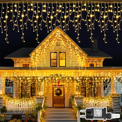 10m Lichterkette Eisregen, 408 LEDs, warmweiß