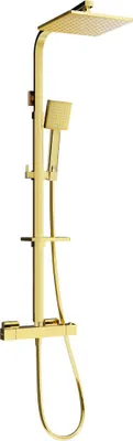 Image de Mexen CQ45 ensemble de douche en saillie avec pomme de douche et robinet thermostatique, doré - 772504595-50