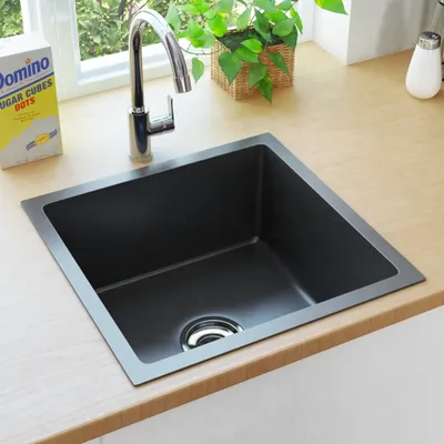Produktbild von Handgemachte Einbauspüle mit Sieb Schwarz Edelstahl , Spülen Design 2024