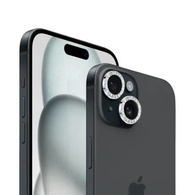 Immagine prodotto di Pellicola di protezione dell'obiettivo della fotocamera in argento adatta per Apple iPhone 15 Plus con set di pulizia incluso