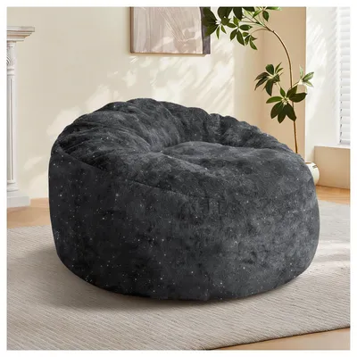 Produktbild von okwish Loungesessel Konturdesign Einzelsitz Gebogene Hochlehne Für Wohnzimmer und Schlafzimmer Flanelloptik Schwarz