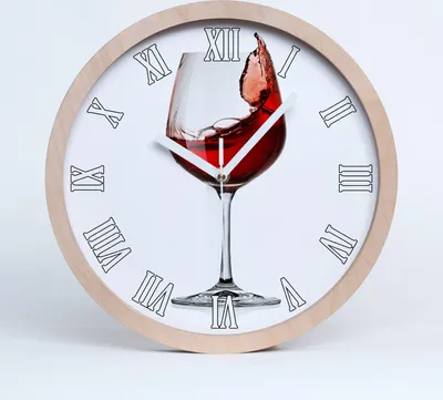 Produktbild von Holzuhr 25fi cm wanduhr - weiße Spitzen - Rotwein