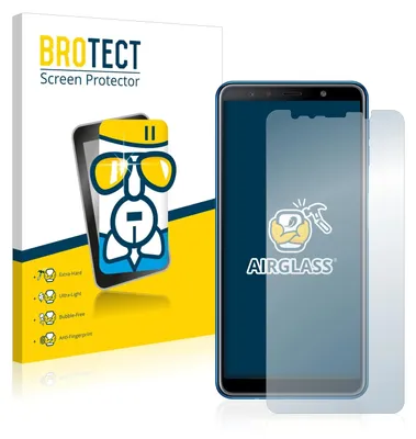 Product packaging for a screen protector, with a graphic of a phone and a screen protector applied.