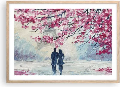 Produktbild von Gerahmtes Poster - Rahmen in heller Eiche - Paar Paris Baum - 70x50 cm - Wand Bild - Wanddeko - Wandbilder - Kunstposter - Wandposter - Bilderrahmen - Bilder - Kunstdruck - Wandbild - P2NAA70x50-4211