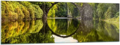 Produktbild von Bilder auf glas - Park Natur Wasser - 160x50cm - Glasbilder - Wandbilder - Kunstdruck - zum Aufhängen bereit - Wanddekoration aus Glas - Glas Bilder - Wandbild auf Glas - Einteilig - GAB160x50-3902