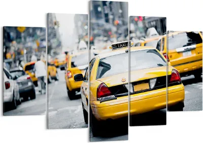 Produktbild von Bild auf Leinwand - Leinwandbild - Taxi Straße New York - 150x100cm - Wand Bild - Wanddeko - Leinwanddruck - Bilder - Kunstdruck - Wanddekoration - Leinwand bilder - Wandkunst - EA150x100-2663