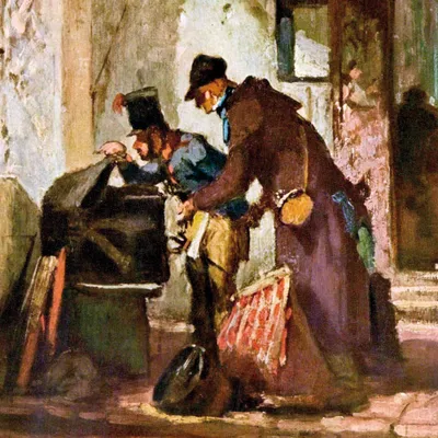 Produktbild von Carl Spitzweg Kunstdruck Bild - Päpstliche Zollwache, Detail (70 x 70 cm)