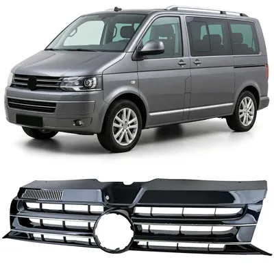Kühlergrill Sportgrill SCHWARZ GLANZ Chrom Streben für VW T5 Facelift 2009-2015 – Produktansicht