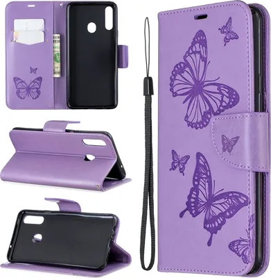 Produktbild von Mobigear Butterfly  Samsung Galaxy A20s Hülle Klapphülle Geldbörse - Lila