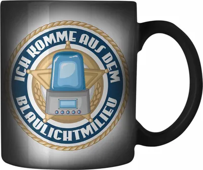 Produktbild von Trendation - Polizist Geschenk Farbwechsel Zauber-Tasse mit Spruch Geschenke Polizei Männer Lustig Blaulichtmilieu (Schwarz)
