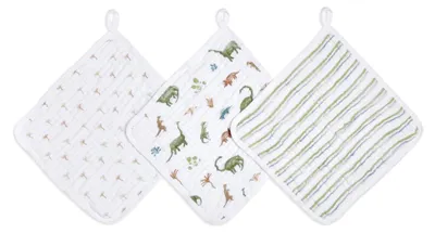 Produktbild von Waschlappen im 3er-Pack, aus 100% Baumwoll-Musselin, sanft zur Haut, 28 x 27 cm, ideal für Babys