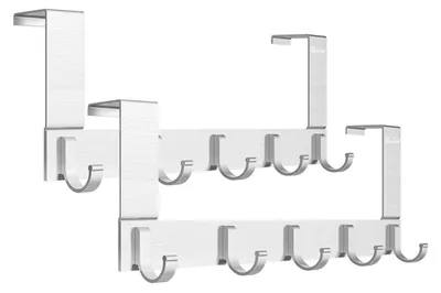 Produktbild von Türhaken 5 Haken Aluminiumlegierung Silber 32,7 x 18 x 4,5 cm bis 4,5 cm Türstärke