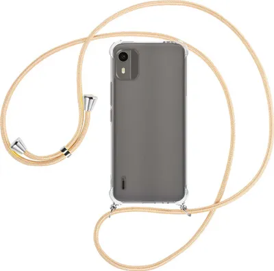 Produktbild von Handykette Backcover-Schutzhülle mit Band (Metall silberfarben) für Nokia C12, Nokia C12 Pro (6.3'') - Goldkordel