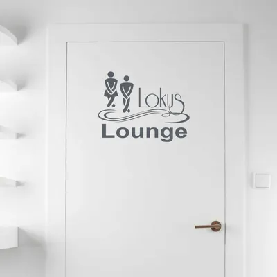 Produktbild von Wandtattoo - Wandaufkleber - Tür-/Wandtattoo "Lokus Lounge" - 60cm x 46cm anthrazit - Dekoration Küche Wohnzimmer Wand