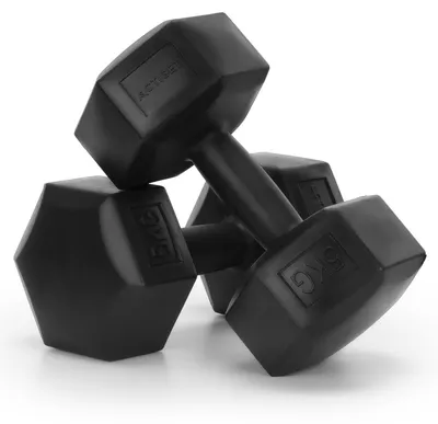 Obrázok produktu pre ACTIGET Činky 2x 5 kg sada, sada činiek 10 kg na silový tréning, fitness a domáce posilňovne, činky – čierna farba