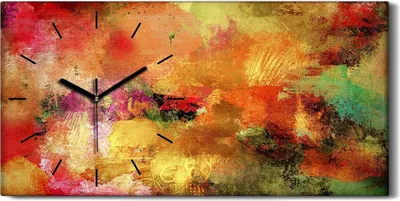 Produktbild von Wanduhr Uhr Wandbild Leinwand Geräuschlos 60x30 Malerei Abstrakte Kunst - schwarze Hände