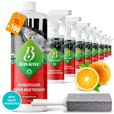 Produktbild von Baviette Sanitär-Kraftreiniger 1 Liter Konzentrat – mit Mikroorganismen für Bad & WC, für professionelle Reinigung in Praxis, Labor & Großbetrieben