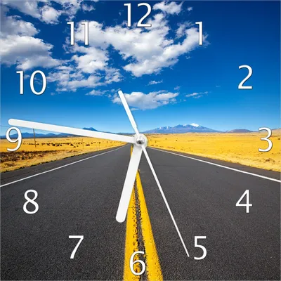Produktbild von Wallario Design Wanduhr Route 89 in Arizona - Am Ende der Horizont aus Echtglas, Größe 20 x 20 cm