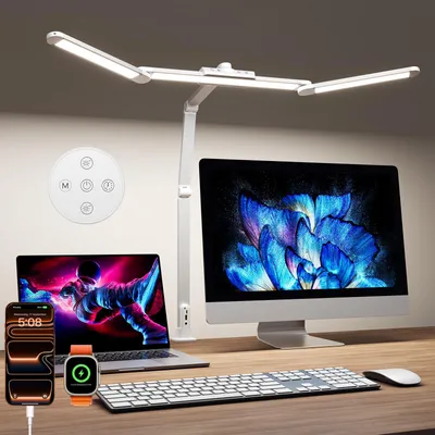 Productafbeelding van LED bureaulamp, dimbaar - 1400 lumen, 24W, klembare bureaulamp voor kantoor, met flexibele arm