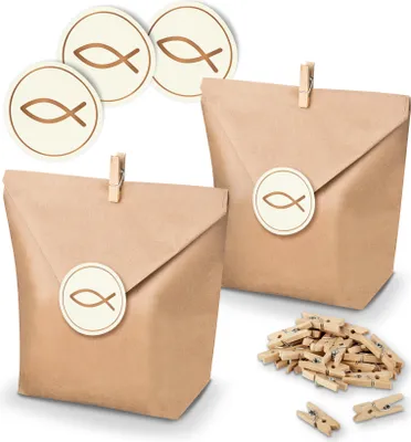 Produktbild von itenga SET 24x Geschenktüten + Klammern + Motivsticker (M160)