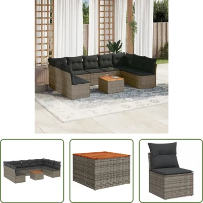 Produktbild von The Living Store 10-tlg. Garten-Sofagarnitur mit Kissen Grau Poly Rattan