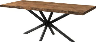 Produktbild von MASSIVMOEBEL24 Baumtisch Sheesham 200x100x76 natur gebeizt / Kreuzgestell anthrazit matt FREEFORM 5